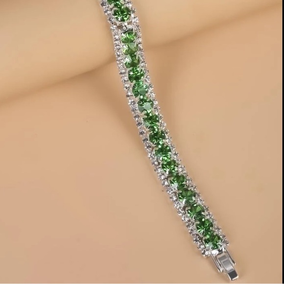 Swarovski Elements Light Green Tennis Bracelet - Picture 3 of 7
